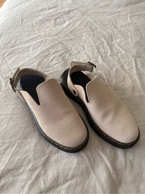 Dr. Martens Carlson Women's Light Sand Suede Slingback Mules